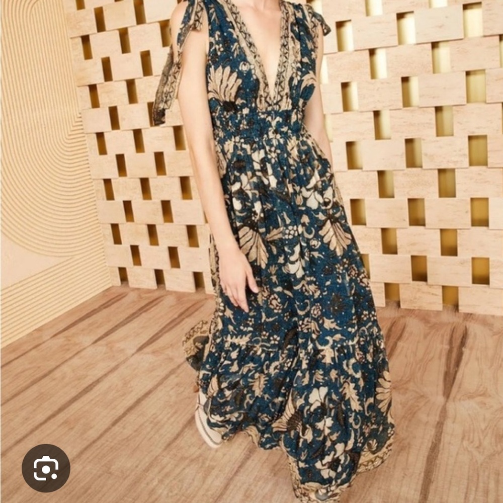 Ulla Johnson Annalise Gown in Blue and Cream from her Moonlight capsule series